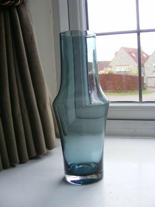 Vintage Riihimaki Tamara Aladin Steel Blue Glass Vase