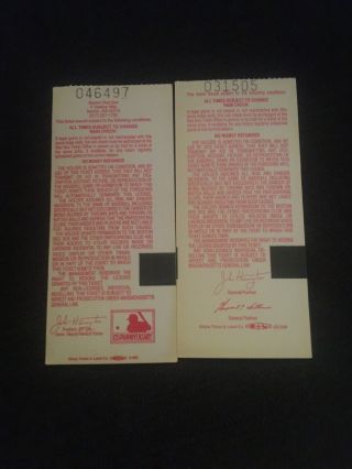 2 Vintage Boston Red Sox Ticket Stubs Fenway Park.  1990’s 2