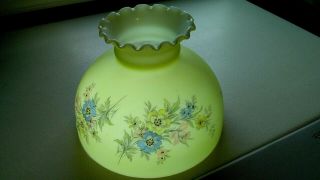Vintage Hand Painted Floral Opalescent Glass Oil Lamp Globe/shade - 10 " Outside.