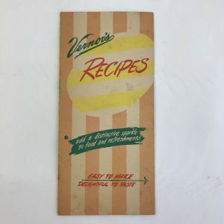 Vintage Recipe Booklet Vernors Ginger Ale Pop Advertising Recipes