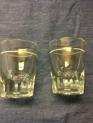 2 Vintage Libbey Double Shooter Clear Shot Glasses 2 Oz Capacity