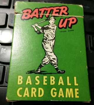 Vintage (1949) Batter Up Baseball Card Game Deck Of 36 Cards,  Rules