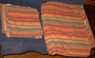 Vintage Gently Set Of 6 Cotton Napkins And Tablecloth - Autumn Stripes