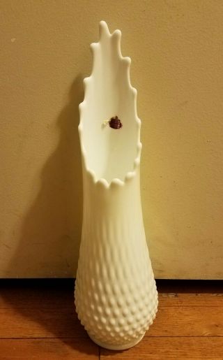 Vintage Fenton Milk Glass Hobnail White Vase 15 1/2 " Tall