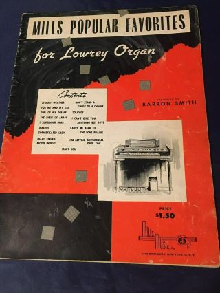 Vintage Sheet Music Booklet Mills Popular Favorite For Lowrey Organ 1960