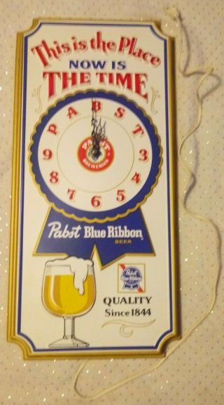 Vintage Pabst Blue Ribbon Beer Clock / Sign " This Is The Place Now Is The Time "