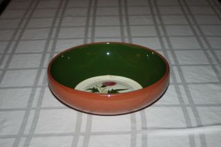 Vintage Stangl Pottery Pink Thistle Round Salad Serving Bowl Brown/green 9 "