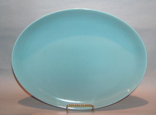 8366: Russel Wright Iroquois Casual Blue Oval Serving Platter Tray Vintage 2
