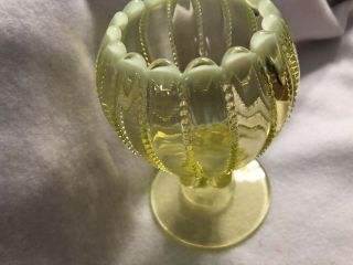 Vintage Northwood Yellow Opalescent Vaseline/Uranium Glass Rose Bowl Vase 3