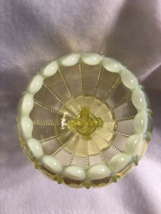 Vintage Northwood Yellow Opalescent Vaseline/Uranium Glass Rose Bowl Vase 4