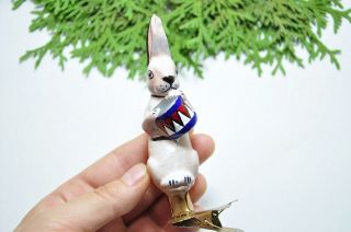 Rare Rabbit Bunny Vintage Russian Ussr Glass Christmas Ornament Decor