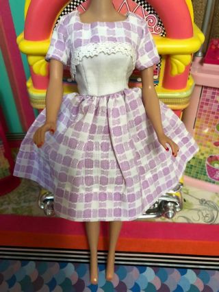 Vintage Barbie Doll Clone Dress.  Purple And White Cond