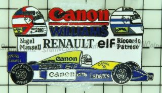 Nigel Mansell Riccardo Patrese Canon Williams Renault Elf Vintage Lapel Pin
