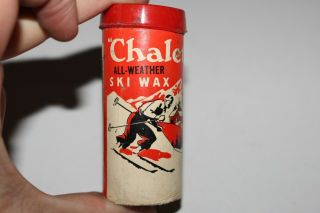 Vintage Chalet All Weather Ski Wax Cip W/ Lid Tin Can Collectible Sports S1