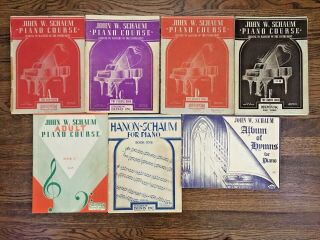 Vintage John W Schaum Piano Course Bks A,  C,  D,  F,  Adult,  Hanon,  Hymns (1945)