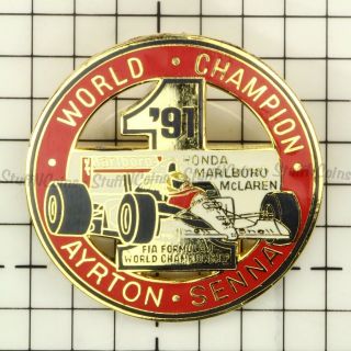 Ayrton Senna 1991 Fia Formula 1 World Champion Vintage Lapel Pin