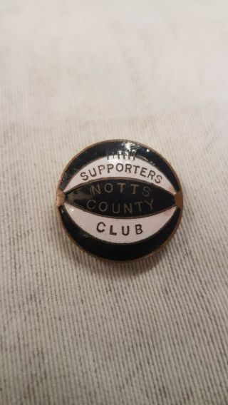 Vintage Notts County Supporters Club Enamel Football Lapel Badge By W O.  Lewis