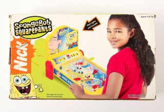 Vtg Nickelodeon Spongebob Table Top Pinball Game Funrise 2004 Box Y2k Rare
