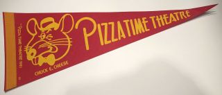 Vintage 1981 Chuck E Cheese Pizza Time Theatre Pennant Flag - Rare