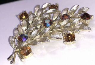 Lisner Vintage Brooch Pin Ab Blue Clear Crystal Rhinestone - 74jewelry