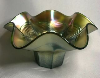 Vintage Carnival Glass Bowl Ruffled Lip