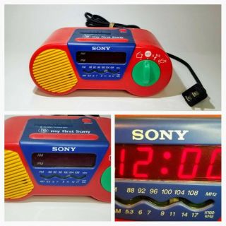 Vintage Sony Alarm Clock Am/fm Radio My First Sony Icf - C6000 Red Blue Yellow