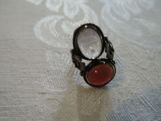 tiny vintage scarab ring,  ornate setting 3