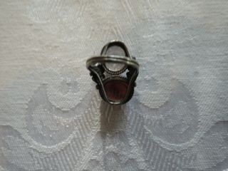 tiny vintage scarab ring,  ornate setting 5