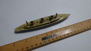 Vintage 1940s Tootsietoy Battleship 4 " Boat Yellow