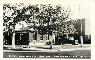 Burkburnett Texas City Hall & Fire Station Vintage Real Photo Postcard View