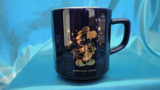 Disneyland Tokyo Blue Gold Coffee Mug Cup Vintage Walt Disney Productions