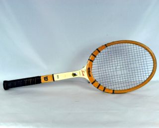 Vintage Wilson " Stan Smith " Tennis Racquet With Wood Sleeve