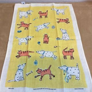 Vintage Kitchen Towel,  Irish Linen,  Wilfie & Murray,  Kitty Cats,  Dogs,  By Ulster