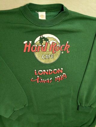 Hard Rock Cafe Vtg 1989 Green London Christmas Sweatshirt X Large