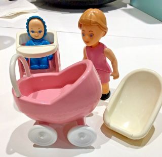 Vintage Little Tikes Dollhouse Furniture Accessories Mom Baby Highchair Stroller 8