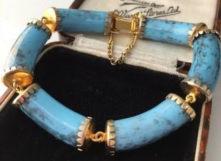 Vintage Jewellery Stunning Turquoise Glass Chinese Links Bracelet
