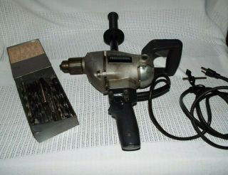 Vintage Black & Decker Professional Drill 450 Rpm 5 1/2 Ehd Cat.  1321,  Bits