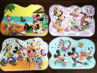 Set Of 4 Disney Plastic Laminated Placemats Mickey Goofy Minnie Vintage Exc