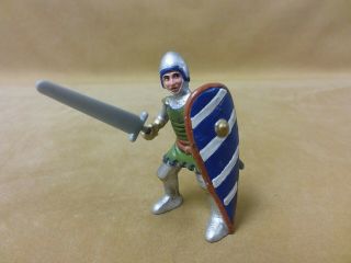 Vintage Bullyland Hand Painted Medieval Knight W/ Sword Toy Figure Germany 3 "