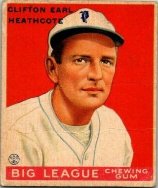 1934 Goudey World Wide Gum Clifton Earl Heathcote 9 Good Vintage Baseball Card