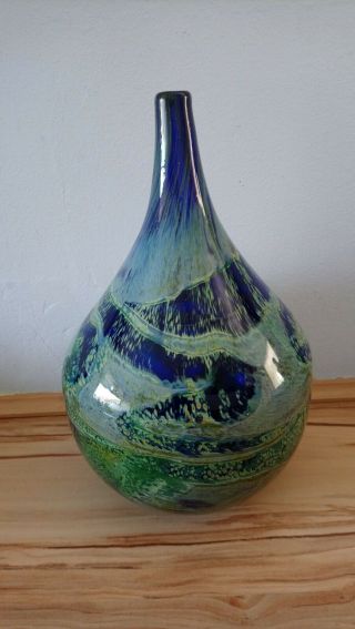 Mdina Maltese Retro Vintage Glass Vase Signed 1970 