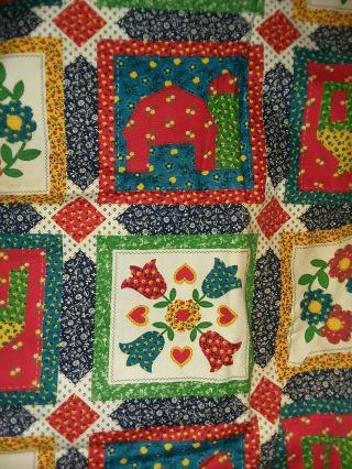 Cheater Quilt Fabric Vintage Floral Patchwork 2,  yds 3