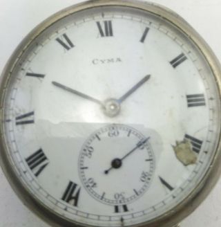 Vintage Swiss 7 Jewel Cyma Tavannes Pocket Watch Movement 1920 4