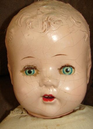 Vintage Composition Creepy Scary Doll 24 "