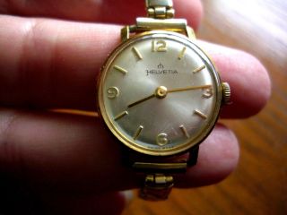 Vintage Watch Swiss Made Ladies Helvetia Plated Wind Up Dia 23 Mm