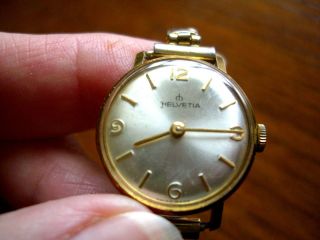 Vintage Watch Swiss Made Ladies Helvetia Plated wind up Dia 23 mm 3