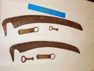 2 Vintage Sickle Scythe Blades,  Handles,  Parts
