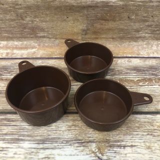 Vintage Made Usa Plastic Measuring Cups Brown 1/2 1/3 1/4 Replacement Kitchen