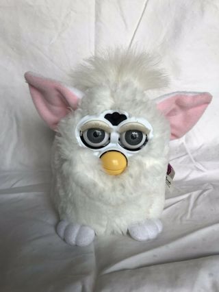 Vintage 1998 All White Furby W/green Eyes & Pink Ears 70 - 800
