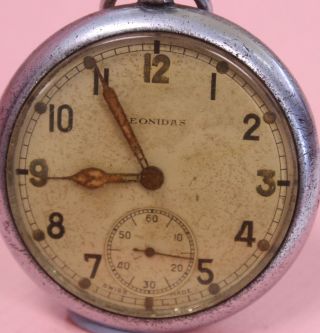 Vintage LEONIDAS Military Issued Mechanical Pocket Watch Spares/Repairs - W20 3